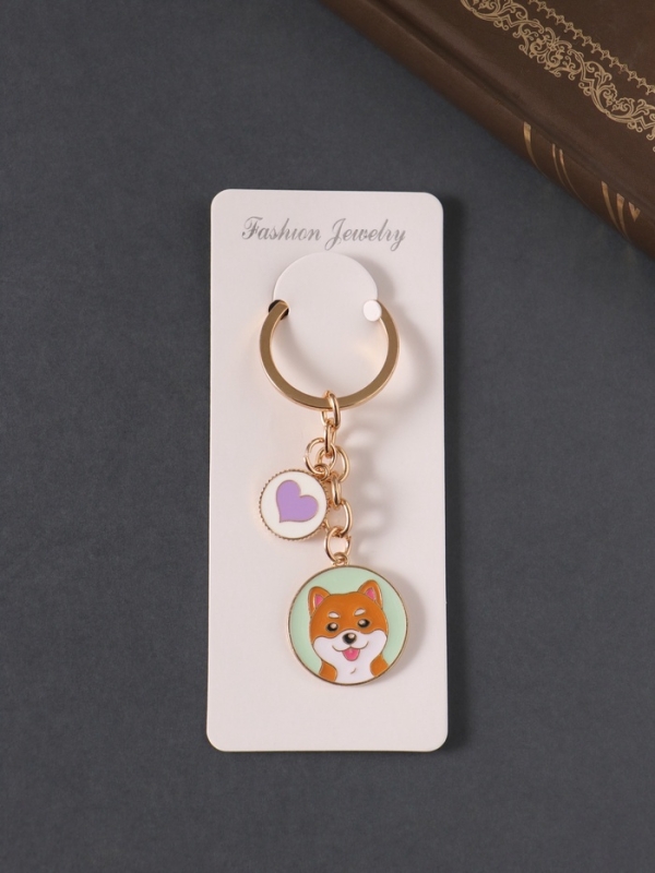 Брелок металл, эмаль "Пёсик и сердце" 9 см