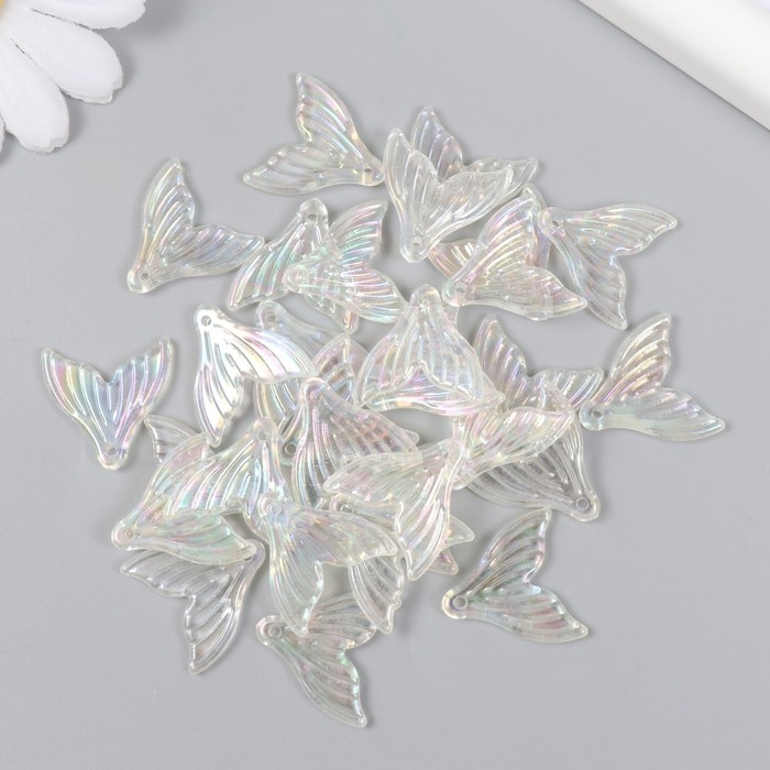 Декор для творчества пластик Декор для творчества пластик "Хвост" перламутровый, прозрачный набор 30 шт 2х2 см