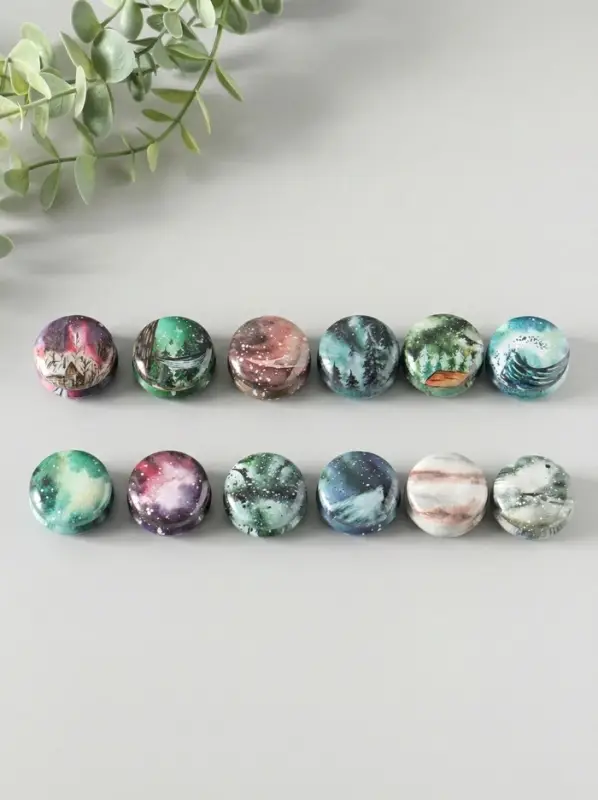 Шкатулка металл круглая "Стихии" набор 12 шт 4х4х2 см