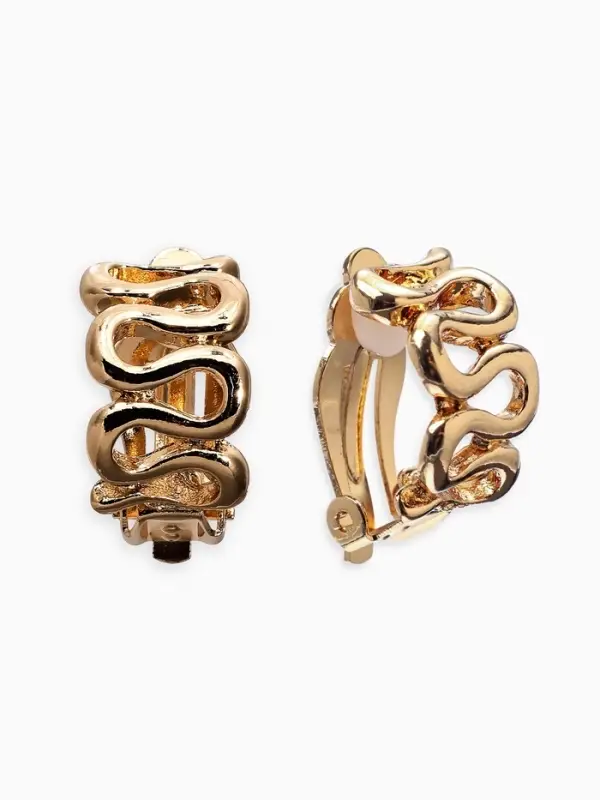 Серьги клипсы для ушей QF &laquo;Змейка&raquo;, цвет золото