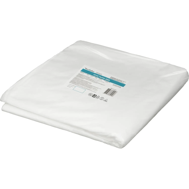 Простыня 140x80, смс, белый, Стандарт, 50шт/уп, 01-674