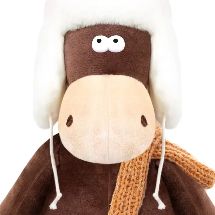 Мягкая игрушка «Конь Василий в ушанке и шарфе», 27 см