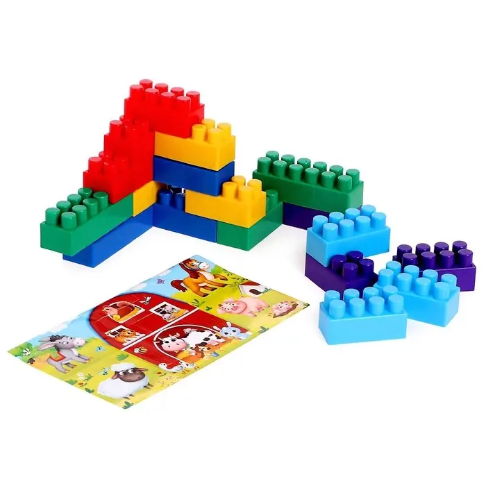 Конструктор пластиковый &laquo;Весёлая ферма&raquo;, 18 деталей, по методике Монтессори