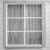 Гирлянда &laquo;Занавес&raquo; 2&times;1.5 м, IP65, УМС, белая нить каучук, 300 LED, свечение мульти, 220 В