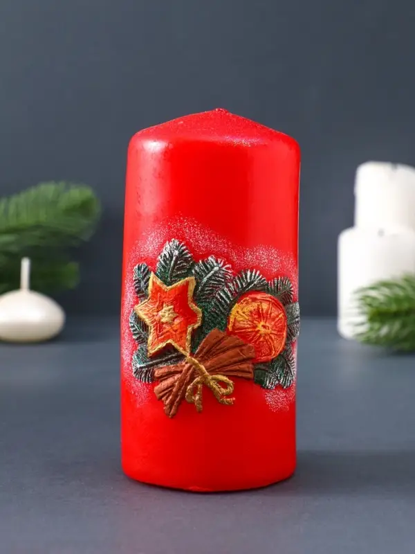 Свеча-цилиндр "Сочельник" 6х6х13 см
