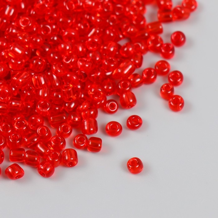 Бисер стекло 6/0  Бисер стекло 6/0 "Алый" прозрачный 450 гр