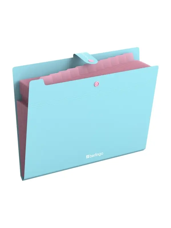 Папка А4 Haze, 12 отделений, 600 мкм, на кнопке, голубая