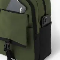 Рюкзак, 27*13*38,5 см, 2 отд 4н/карм, Комби, Водонепрон. дно, зеленый/черн