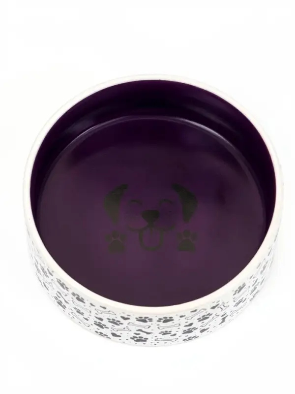 Миска Smile Dog, 200 мл, 10.5&times;10.5&times;4 см, керамика, сиреневая, бежевая
