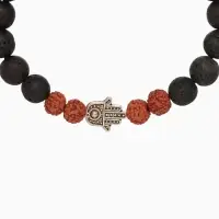 Браслет "Хамса" лава, рудракша, длина 18 см, цв. чёрный, коричневый Браслет "Хамса" лава, рудракша, длина 18 см, цв. чёрный, коричневый