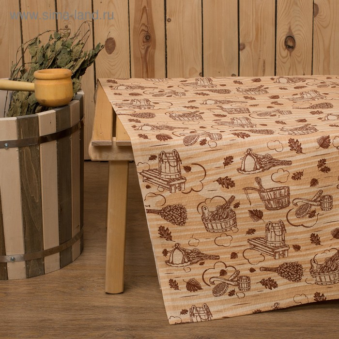 Простыня для бани Простыня для бани "Банька" 145х 180 см, 100% хл, вафельное полотно