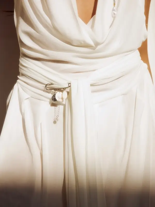 Булавки &laquo;Пляж. Ракушки и Шляпка&raquo;, L=7 см, 2 шт. белая в серебре