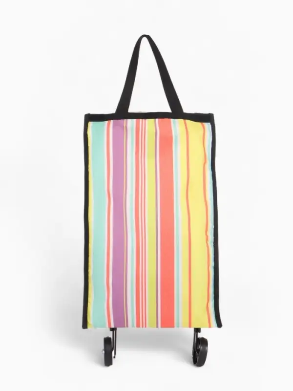 Сумка тележка хозяйственная, складная, на липучке, 2 колеса, наружный карман, 32&times;13&times;52 см, разноцветная