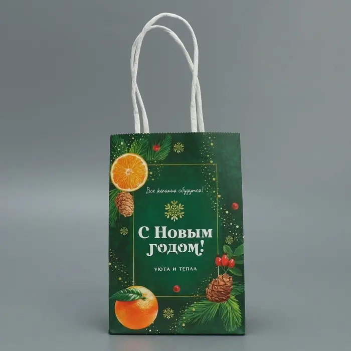 Пакет подарочный новогодний крафтовый «Тепло Нового года», 15 х 10 х 6 см Пакет подарочный новогодний крафтовый «Тепло Нового года», 15 х 10 х 6 см