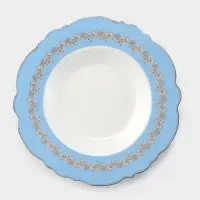Тарелка глубокая WY Royal blue, 220 мл, d=21.5 см, фарфор, белая, голубая