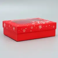 Коробка подарочная новогодняя складная &laquo;С Новым годом&raquo;, красная, 16.5&times;12.5&times;5 см