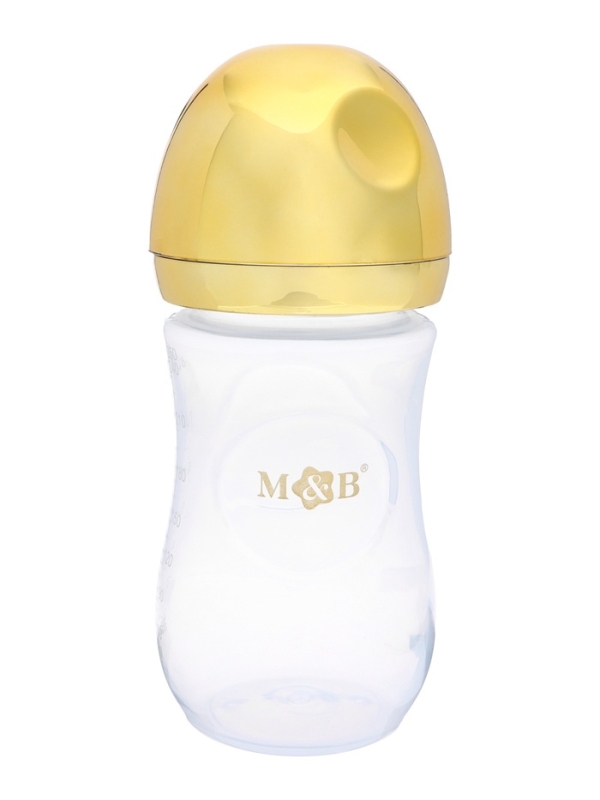 Бутылочка для кормления с наклейками «BOSS» от 0 мес., 250 мл., цвет золотой, M&B Бутылочка для кормления с наклейками «BOSS» от 0 мес., 250 мл., цвет золотой, M&B