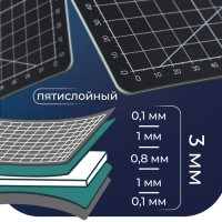 Мат для резки, пятислойный, 60 × 45 см, А2, цвет чёрный