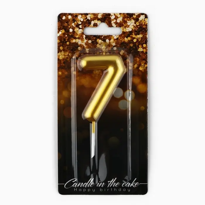 Свеча для торта, цифра &laquo;7&raquo;, золото, 9,5 х 4 см