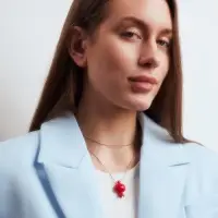 Кулон &laquo;Гранат&raquo; сочный, красный в серебре, L=80 см