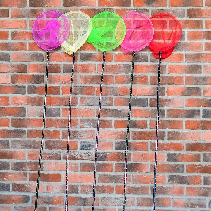 Сачок детский, ручка чёрный горох, 120 см, d=28 см, цвета МИКС Сачок детский, ручка чёрный горох, 120 см, d=28 см, цвета МИКС