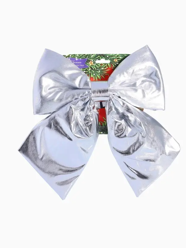 Ёлочная игрушка &laquo;Зимнее волшебство. Бант лоск&raquo; пластик, 24&times;26 см, серебро