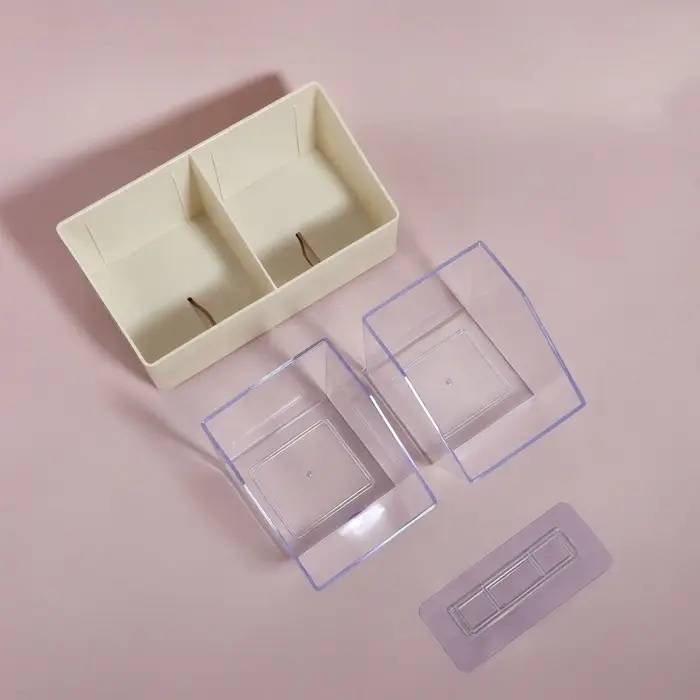 Органайзер настенный, 2 секции, 22.5&times;14&times;14 см, молочный, прозрачный