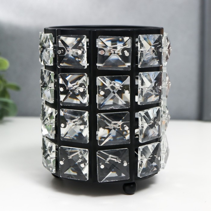 Подсвечник металл на 1 свечу Подсвечник металл на 1 свечу "Кристаллы" цилиндр чёрный 12х9х9 см