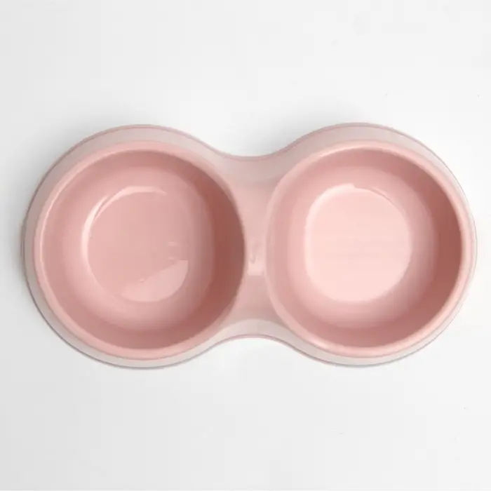 Миска двойная &laquo;Мур-мяу&raquo; 22.5 см &times; 13 см &times; 6 см, 0.2 л, пластик, розовая