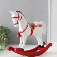 Фигура дерево «Лошадка-качалка», белая с красным декором, 26.5×6.5×22.5 см Фигура дерево «Лошадка-качалка», белая с красным декором, 26.5×6.5×22.5 см