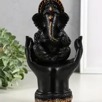 Фигура гипс "Ганеш в руках", высота 22 см, черный Фигура гипс "Ганеш в руках", высота 22 см, черный