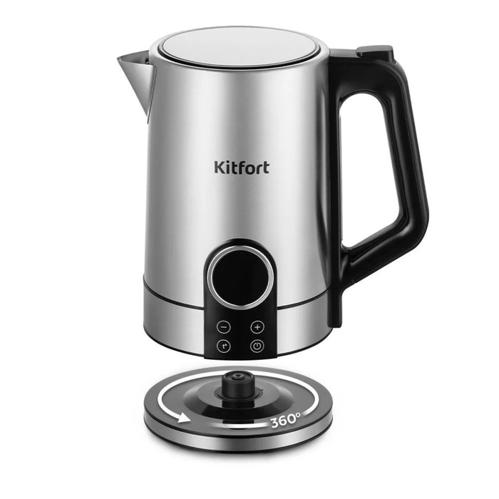 Чайник электрический Kitfort КТ-6660, металл, 1,7 л, 2200 Вт, LED-дисплей, серебристый Чайник электрический Kitfort КТ-6660, металл, 1,7 л, 2200 Вт, LED-дисплей, серебристый