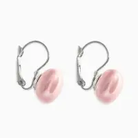 Серьги пластик "Майорика" квадрат, цвет светло-розовый в серебре