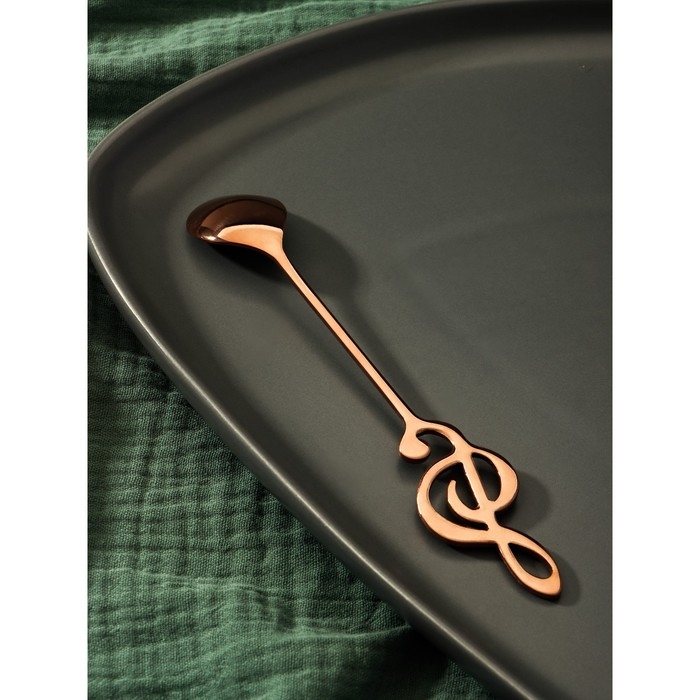 Ложка десертная из нержавеющей стали Magistro «Нота», длина 15,5 см, цвет бронзовый Ложка десертная из нержавеющей стали Magistro «Нота», длина 15,5 см, цвет бронзовый