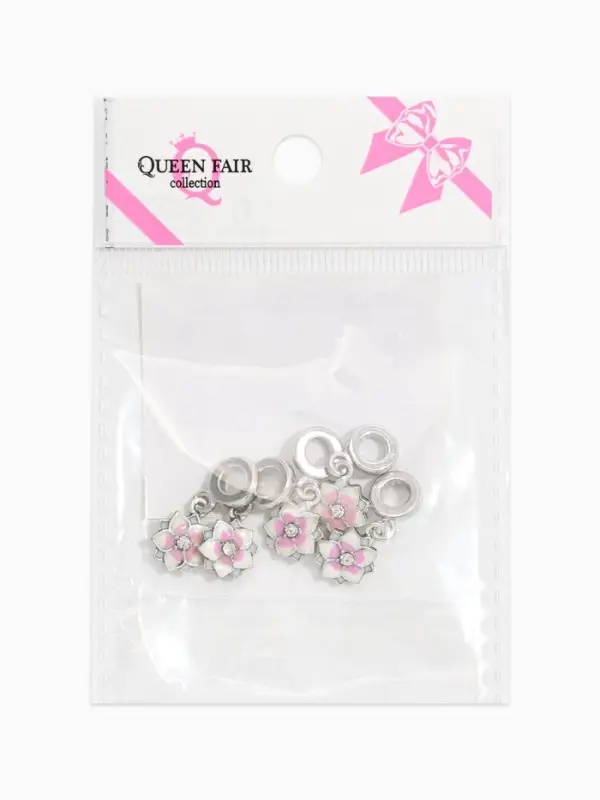 Шарм подвеска &laquo;Цветок с эмалью&raquo;, бело-розовая в серебре