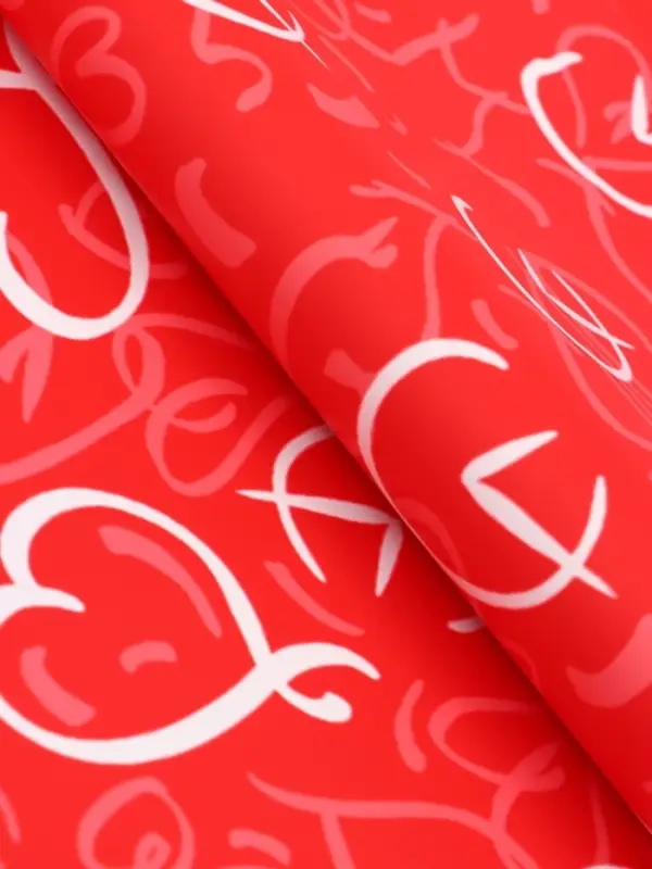 Пленка для цветов, "Сердца", красная, 57х57 см