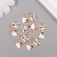 Декор для творчества металл, эмаль "Белый кот с сердечком" 2х1,3 см Декор для творчества металл, эмаль "Белый кот с сердечком" 2х1,3 см