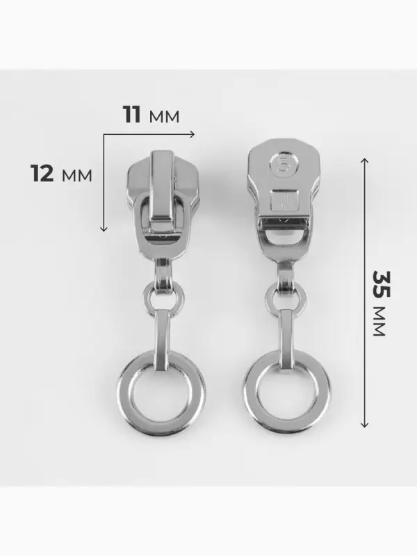 Бегунок для металлической молнии, №5, &laquo;Кольцо&raquo;, 10 шт., цвет никель