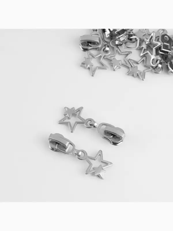 Бегунок для металлической молнии, №3, &laquo;Звёзды&raquo;, 10 шт., цвет никель