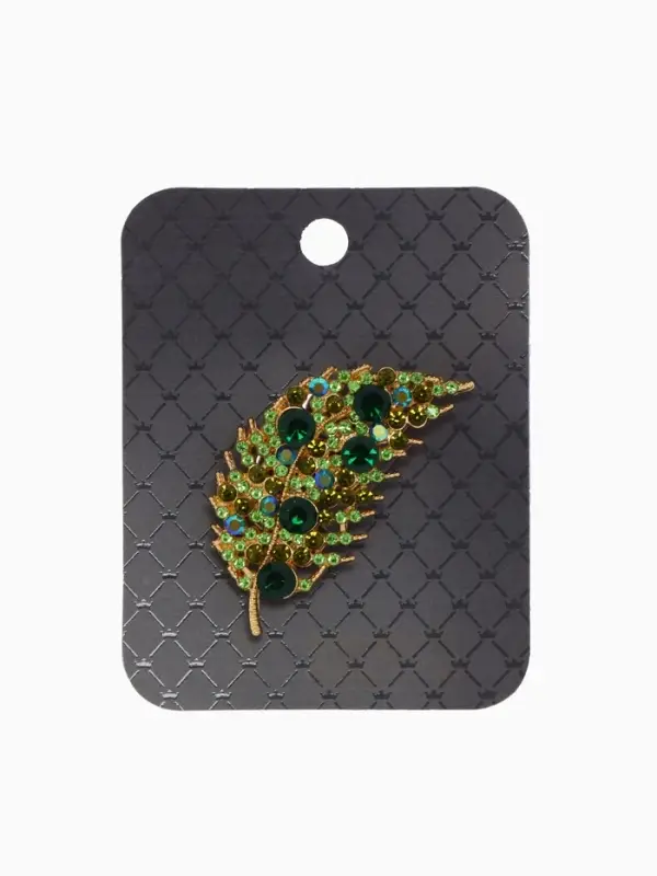 Брошь &laquo;Листочек&raquo;, зелёная в золоте