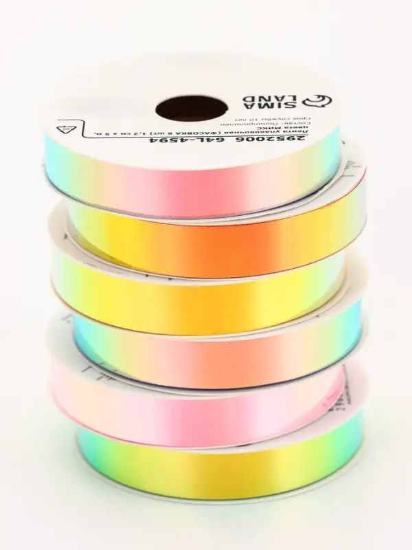Лента упаковочная для декора и подарков, неон, МИКС, 1.2 см &times; 5 м&plusmn;5%