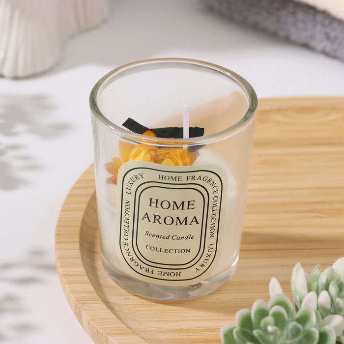 Свеча ароматическая в стакане  Свеча ароматическая в стакане "Sweet Love", ветряной колокольчик цветы МИКС, 5,5х6,5 см