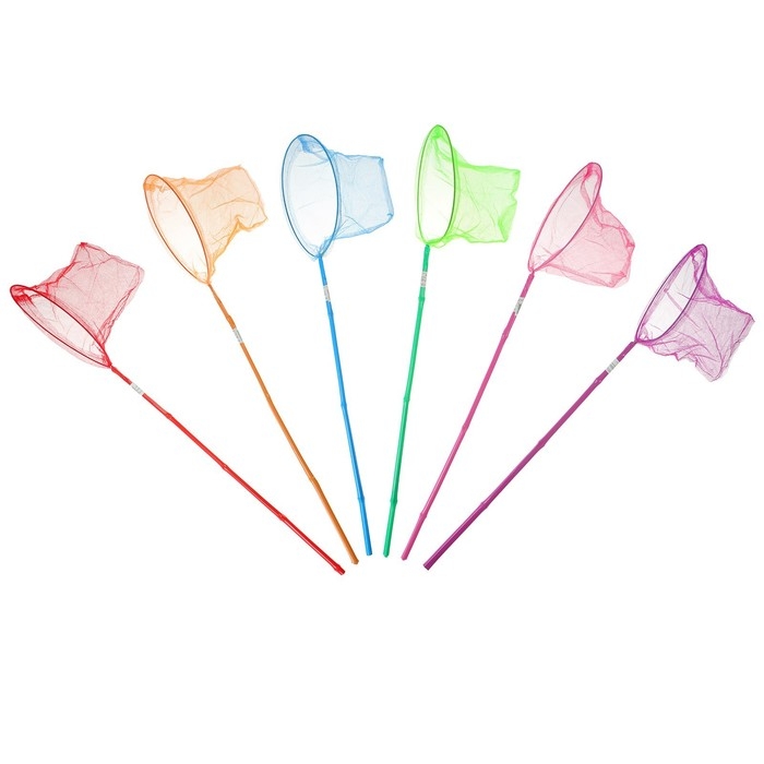 Сачок детский, бамбуковая ручка в горох 60 см, d=25 см, цвета МИКС Сачок детский, бамбуковая ручка в горох 60 см, d=25 см, цвета МИКС