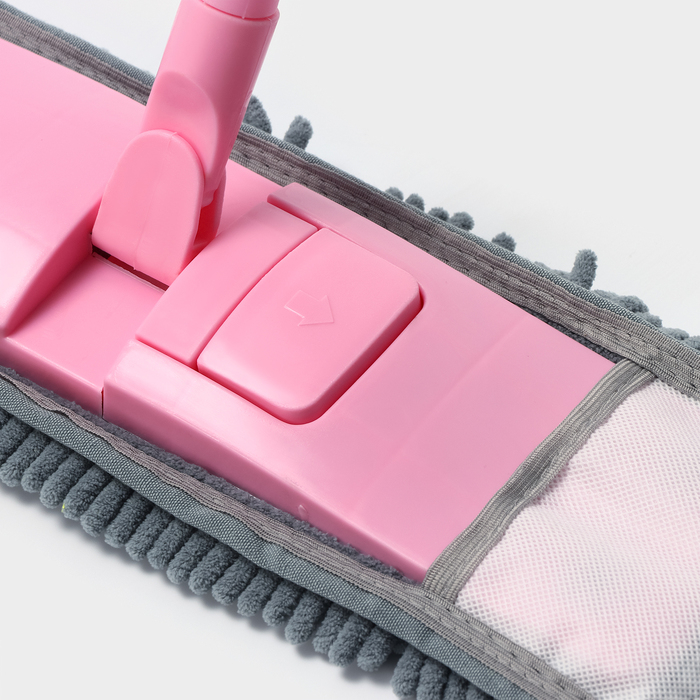 Швабра для мытья пола плоская с телескопической ручкой Raccoon «Букля», 41×12×90(120) см, микрофибра Швабра для мытья пола плоская с телескопической ручкой Raccoon «Букля», 41×12×90(120) см, микрофибра