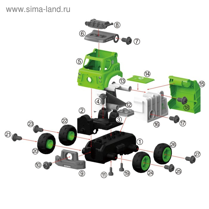 Конструктор винтовой «Мусоровоз», с электр. шуруповертом, р/у, 27 деталей Конструктор винтовой «Мусоровоз», с электр. шуруповертом, р/у, 27 деталей