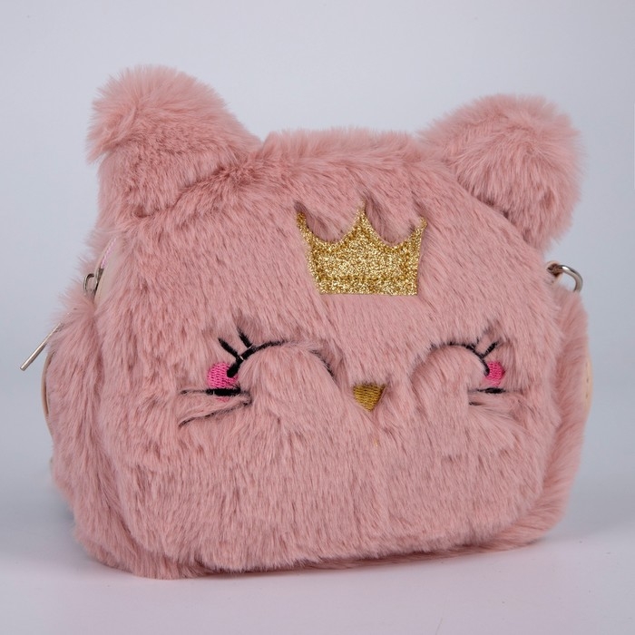 Сумка детская для девочки меховая «Кошечка», 15х12 см, цвет бежевый Сумка детская для девочки меховая «Кошечка», 15х12 см, цвет бежевый