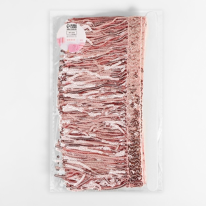 Тесьма с пайетками «Бахрома», d = 3 мм, 10 см, 4,5 ± 0,5 м, цвет розовый Тесьма с пайетками «Бахрома», d = 3 мм, 10 см, 4,5 ± 0,5 м, цвет розовый