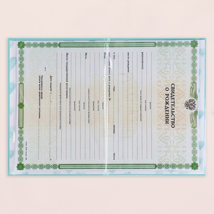 Папка под свидетельство о рождении  Папка под свидетельство о рождении "Для мальчика" голубой фон, А5