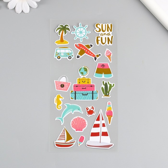 Наклейка пластик золотое тиснение Наклейка пластик золотое тиснение "Отпуск" МИКС 10,5х23 см