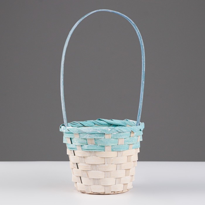 Корзина плетеная 13х9,5/28 см, бирюзовый, бамбук Корзина плетеная 13х9,5/28 см, бирюзовый, бамбук